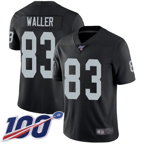 Men Oakland Raiders Limited Black Darren Waller Home Jersey NFL Football #83 100th Season Vapor Jersey->nfl t-shirts->Sports Accessory
